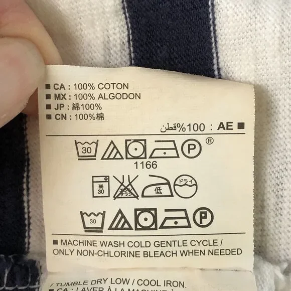 old navy womens short sleeve dress Chest Pocket navy blue white striped Small - Picture 15 of 16